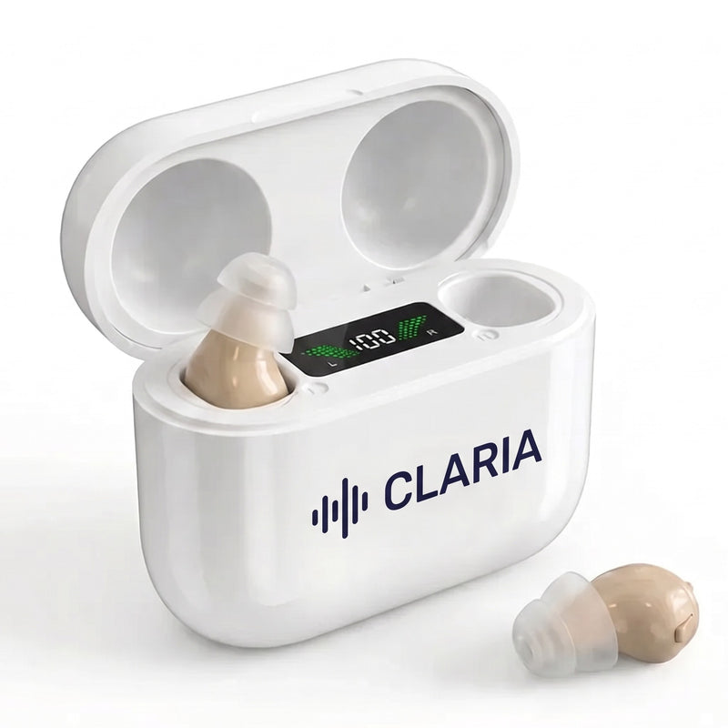 CLARIA Pro i det runde ladeetuiet