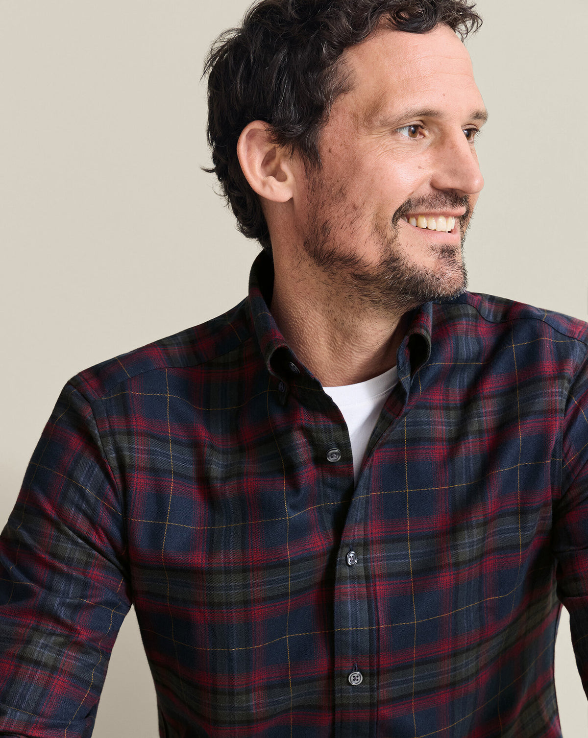 Chemise en flanelle brossée – Carreaux marine