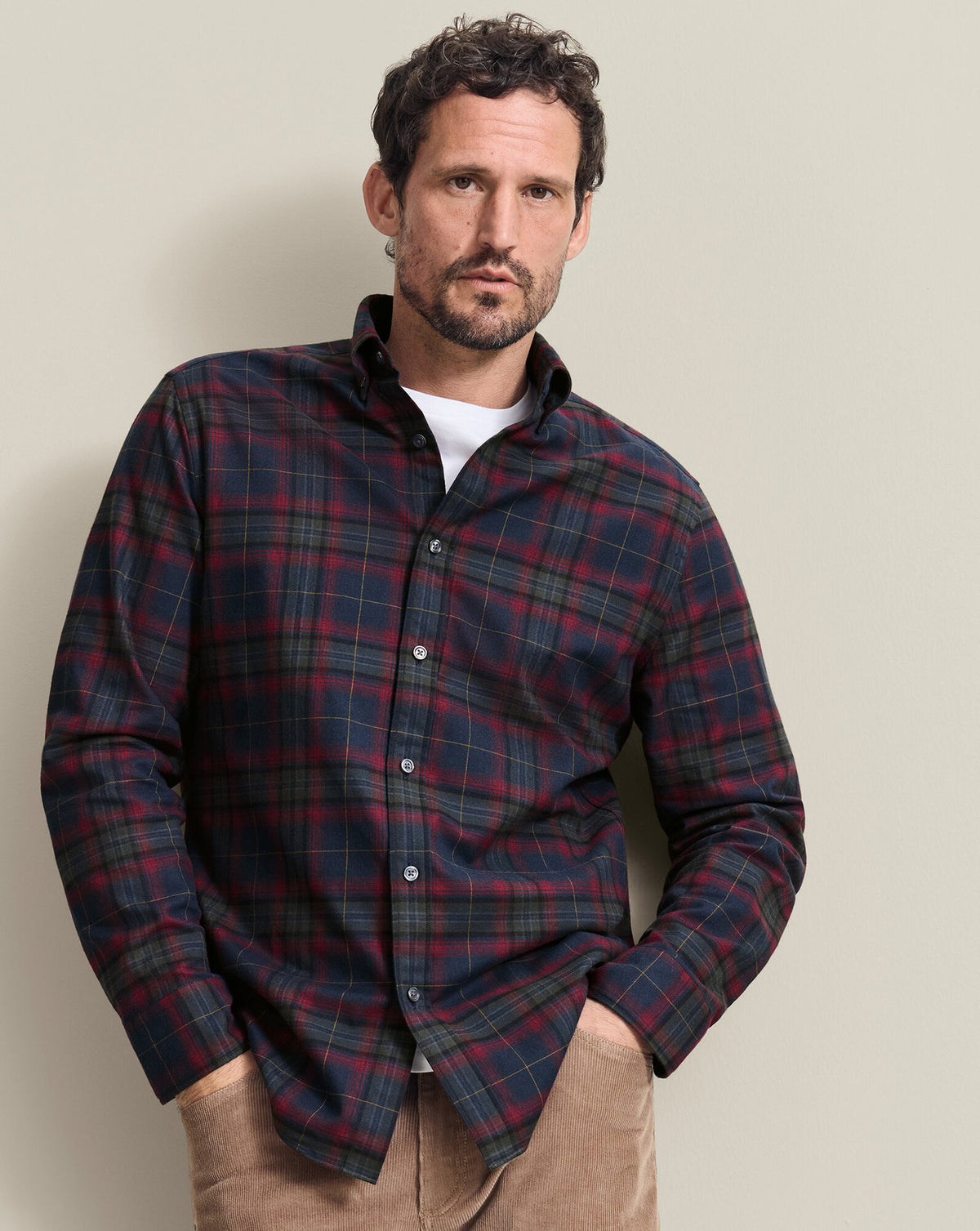 Chemise en flanelle brossée – Carreaux marine
