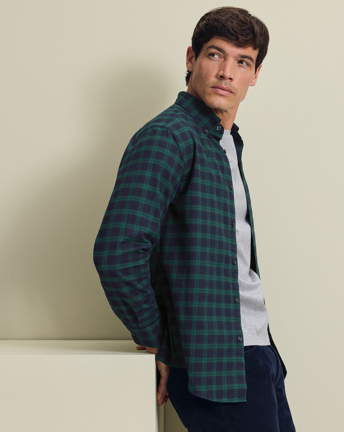 Chemise en flanelle brossée – Carreaux vert