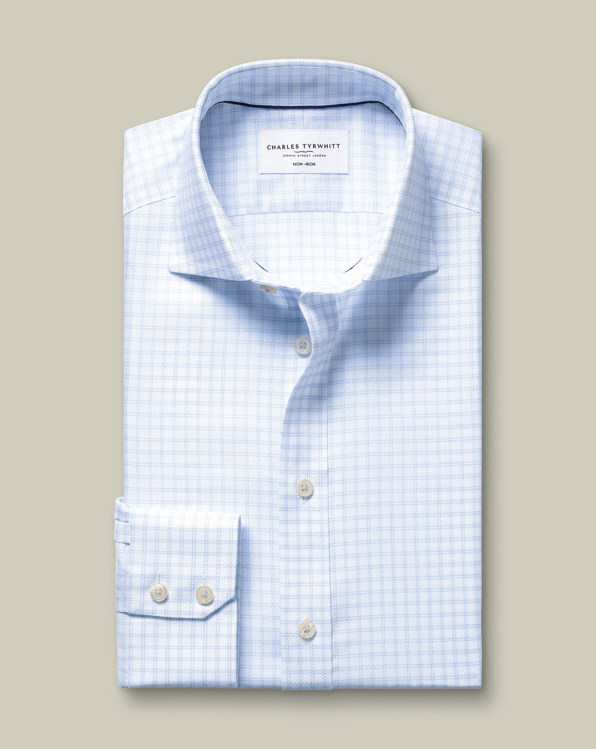 Chemise stretch tissage natté sans repassage – Carreaux bleu océan