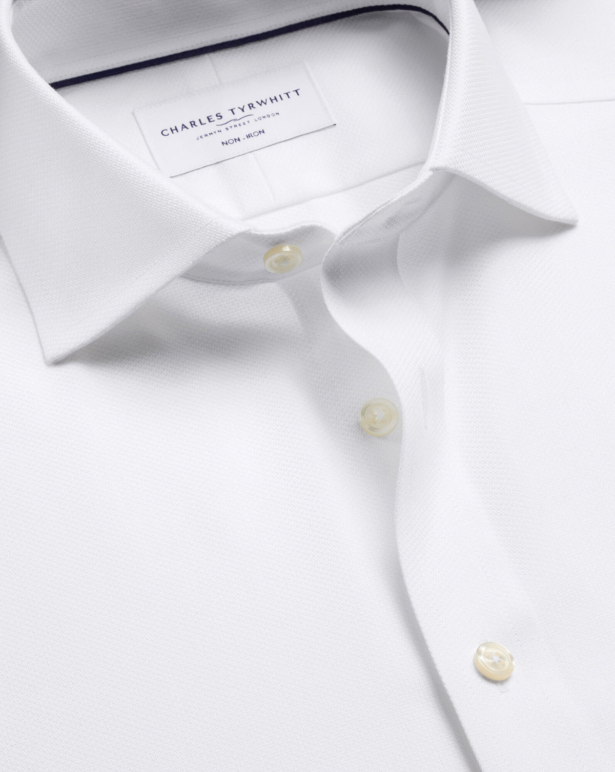 Chemise stretch tissage natté sans repassage – Blanc