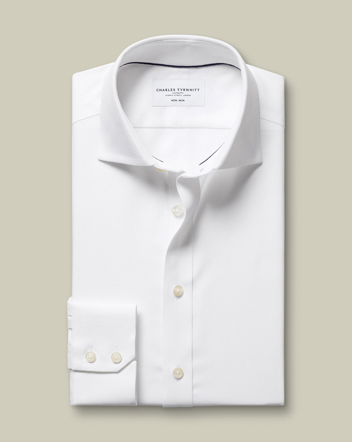 Chemise stretch tissage natté sans repassage – Blanc