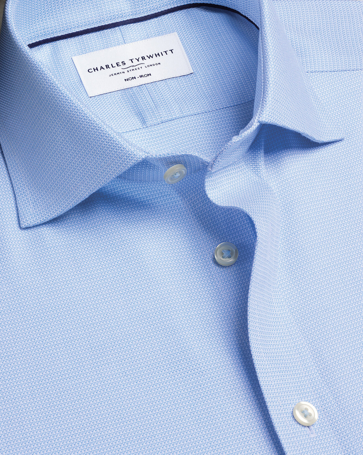 Chemise stretch tissage natté sans repassage – Bleu ciel