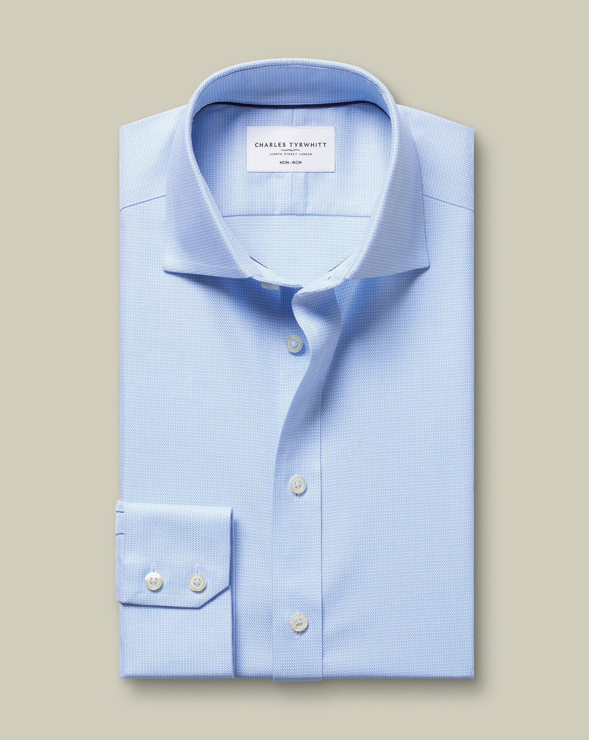 Chemise stretch tissage natté sans repassage – Bleu ciel