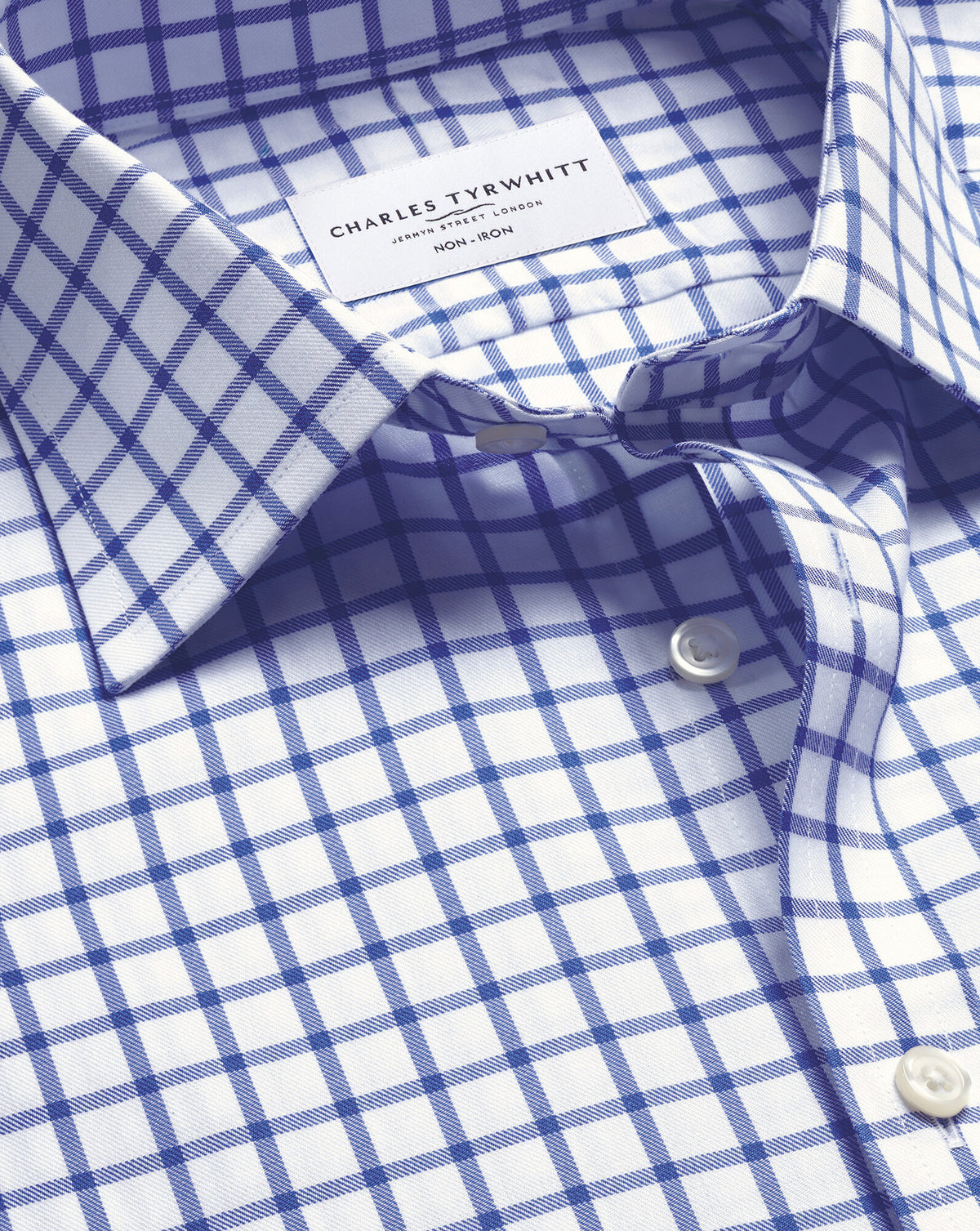 Chemise twill sans repassage – Carreaux cobalt