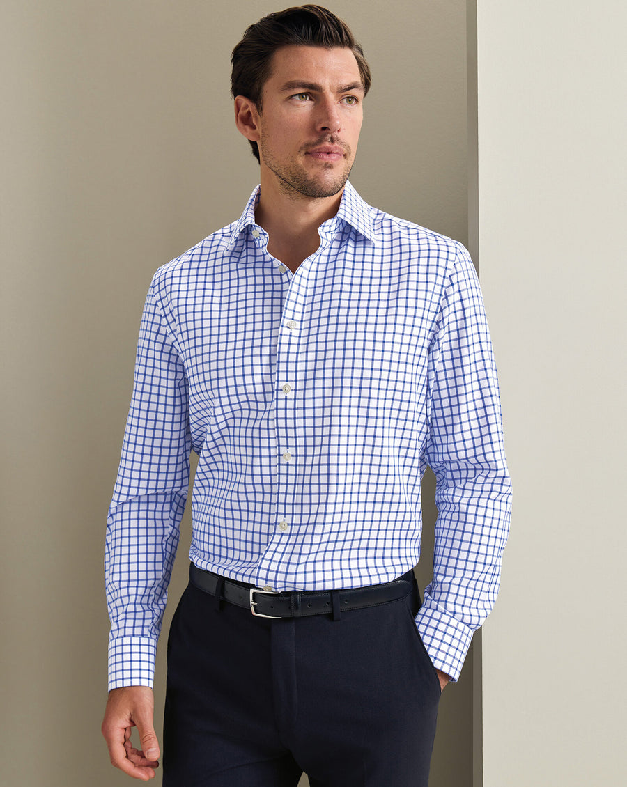 Chemise twill sans repassage – Carreaux cobalt