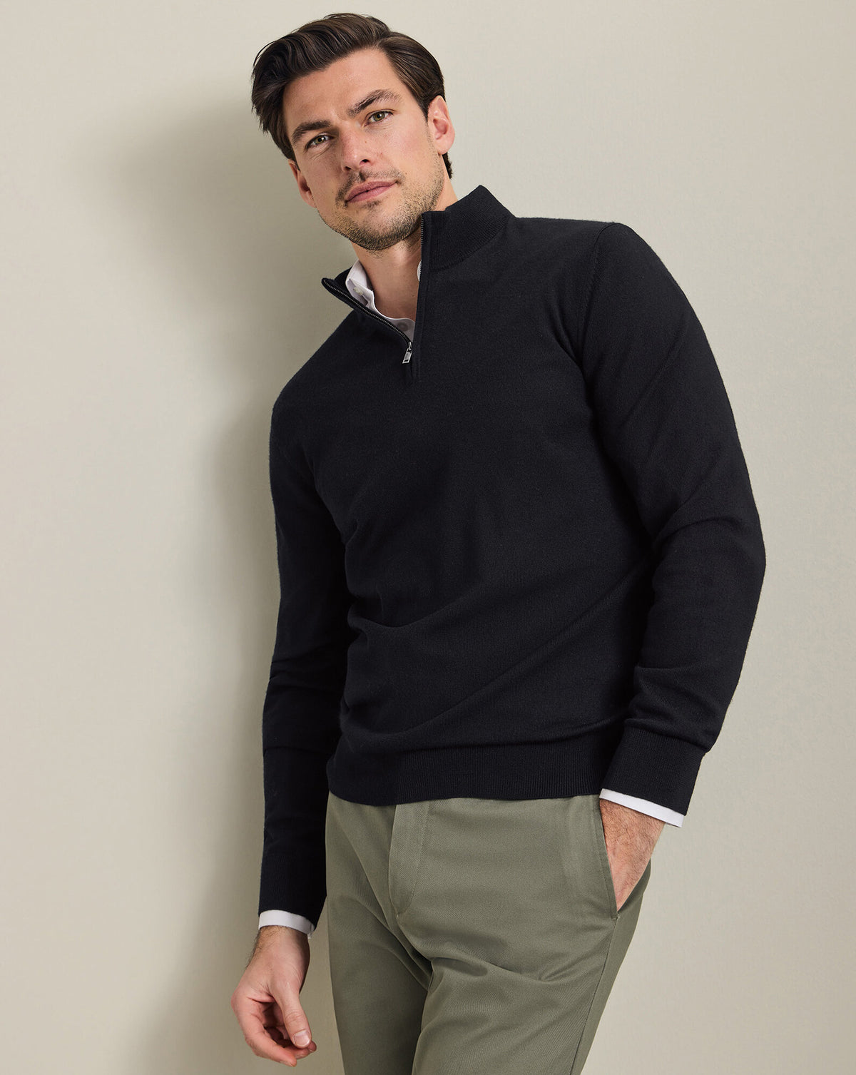 Pull camionneur en mérinos – Noir