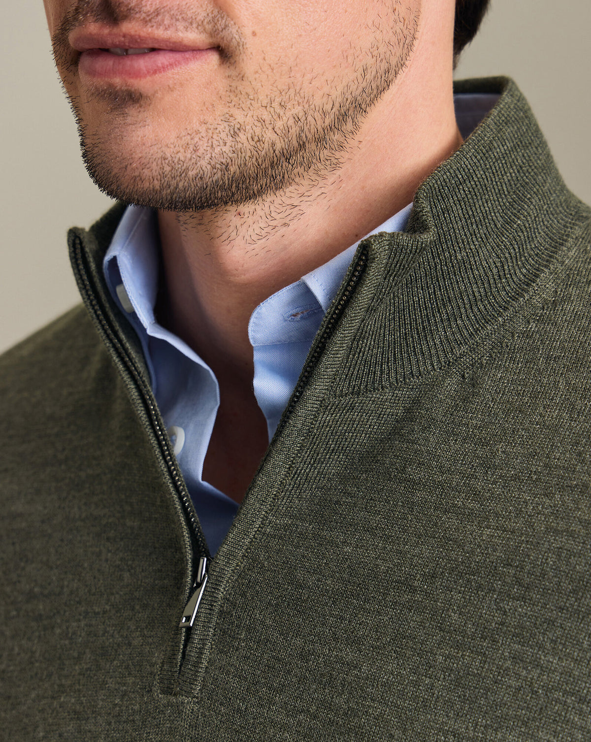 Pull camionneur en mérinos – Vert olive