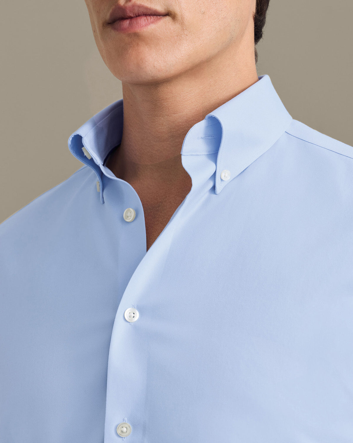 Chemise twill col boutonné sans repassage – Bleu ciel