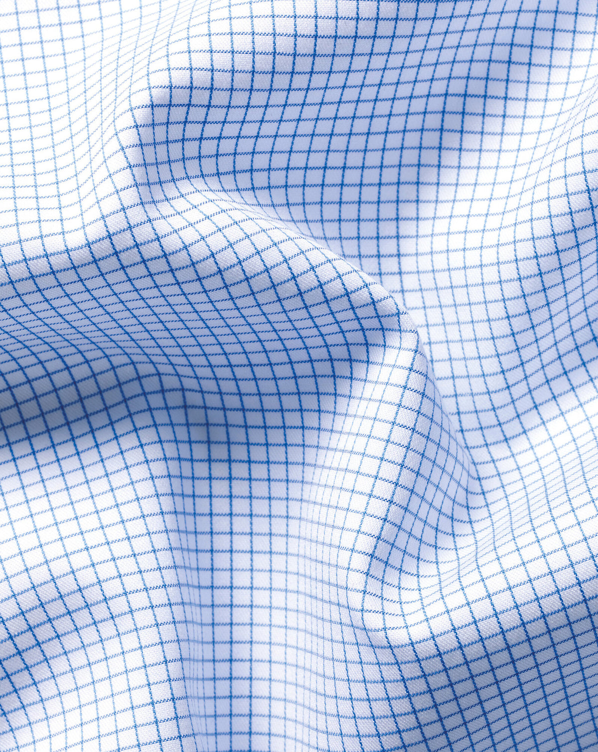 Chemise twill col boutonné sans repassage – Quadrillé bleuet