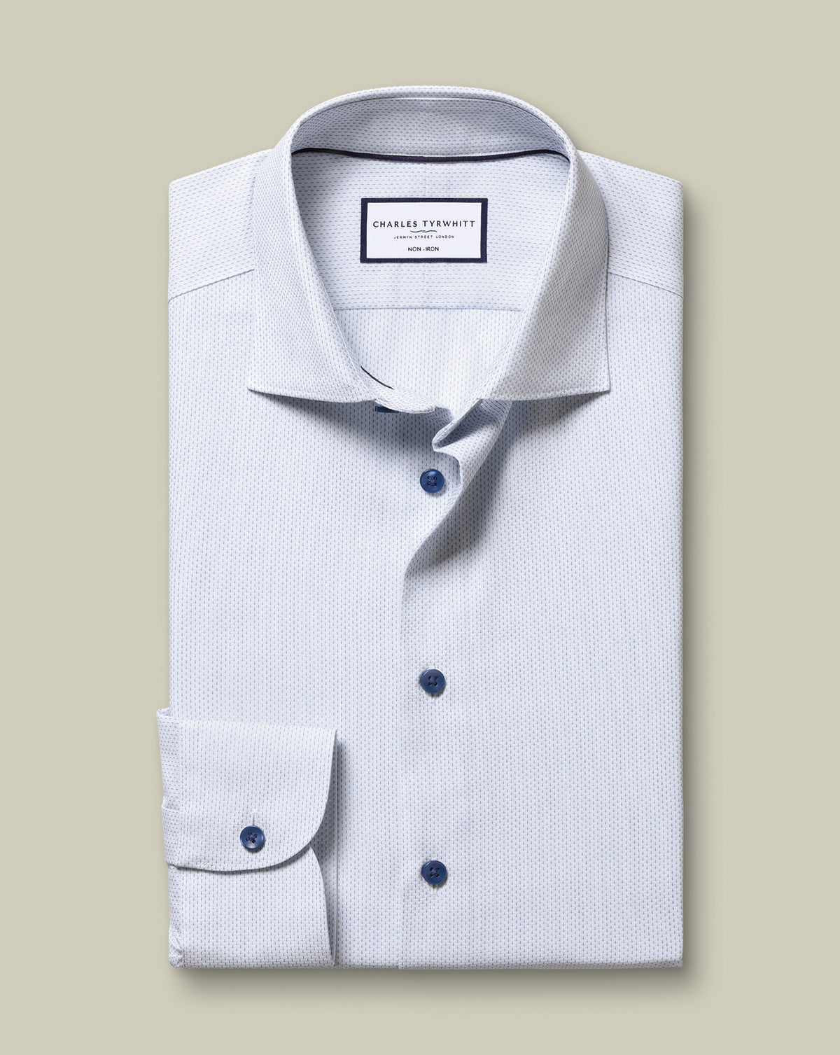 Chemise stretch texturée sans repassage – Blanc et bleu ciel