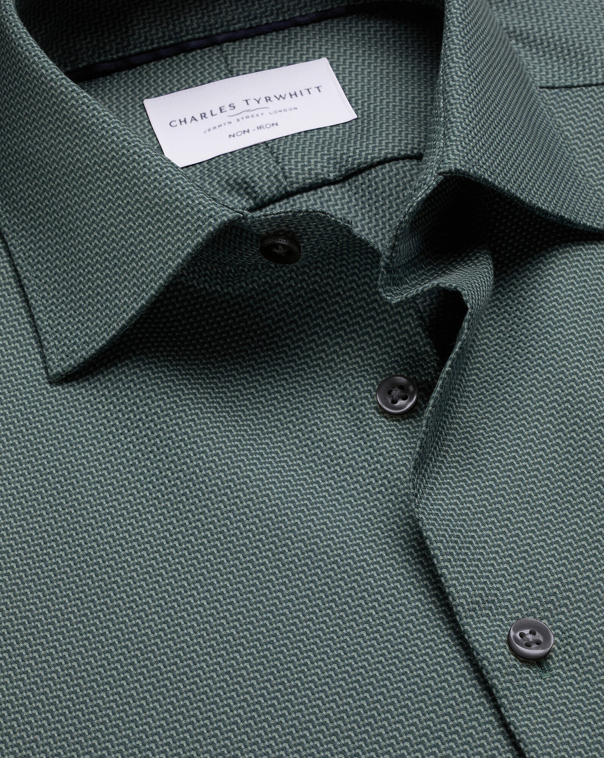 Chemise stretch texturée sans repassage – Vert canard