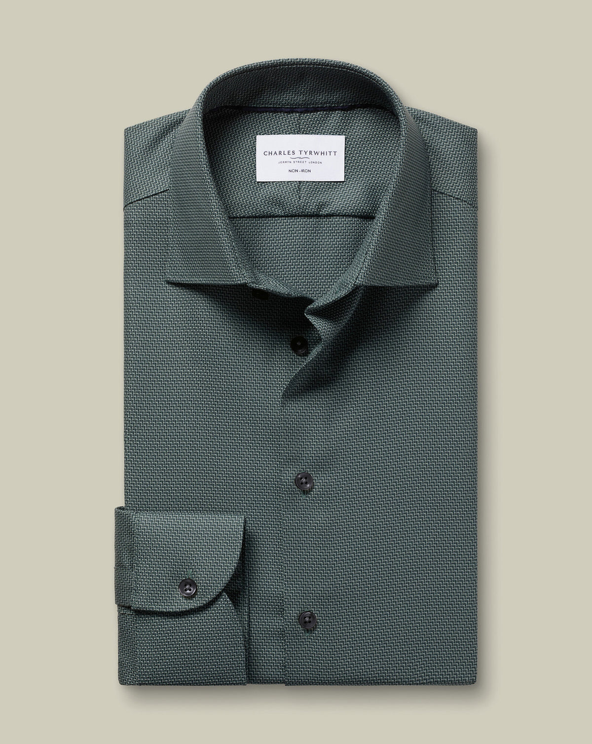 Chemise stretch texturée sans repassage – Vert canard