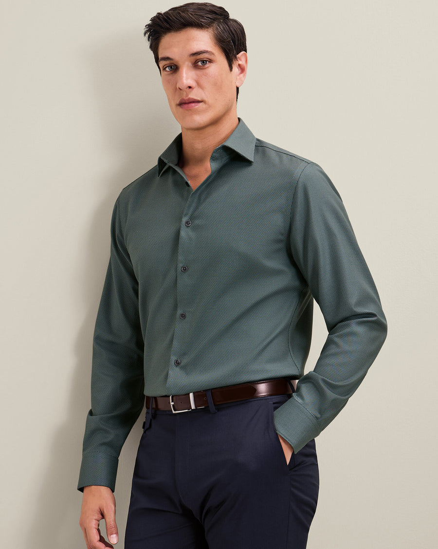 Chemise stretch texturée sans repassage – Vert canard