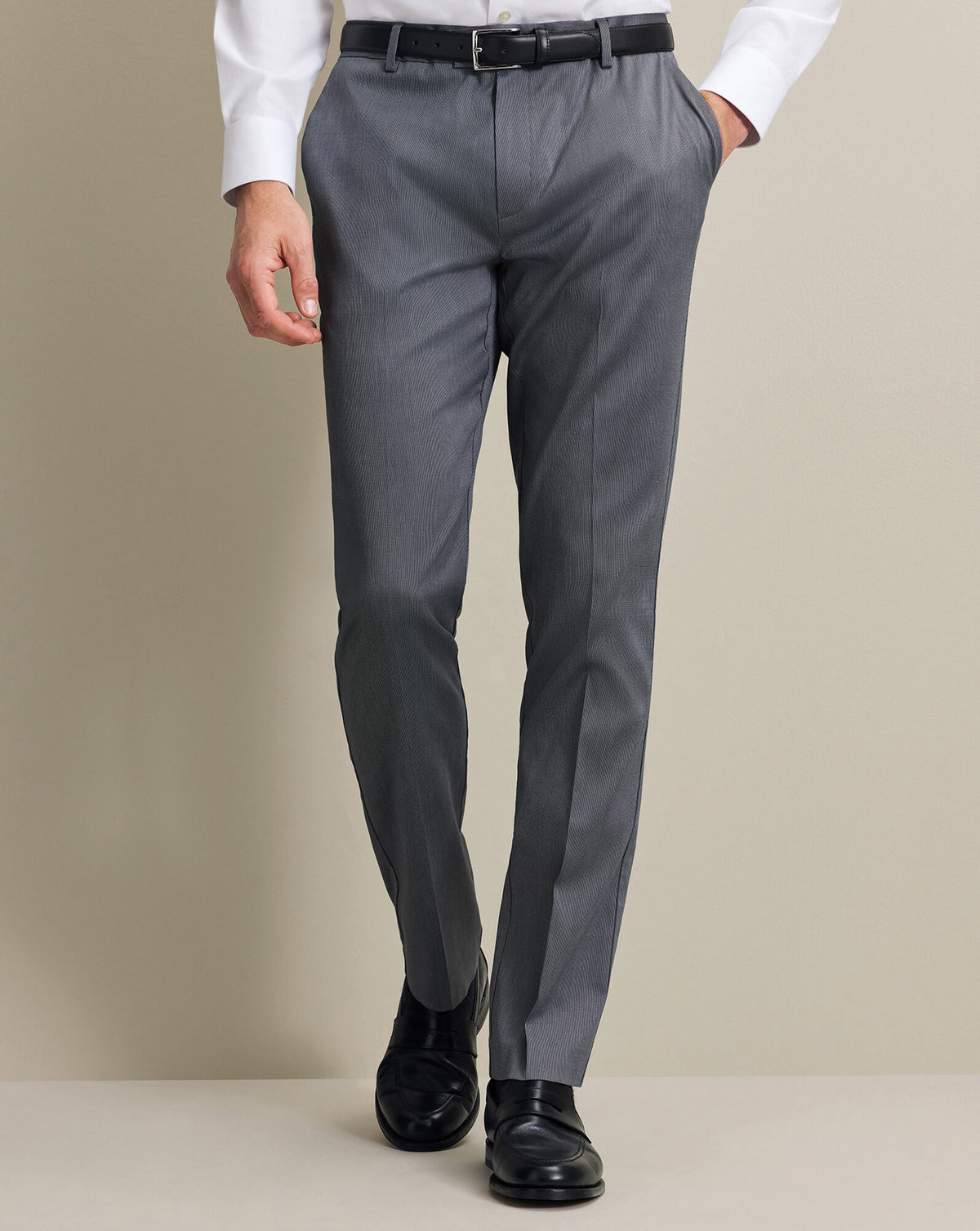Pantalon habillé texturé – Bleu acier