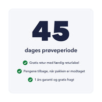 45 dages prøveperiode med gratis retur