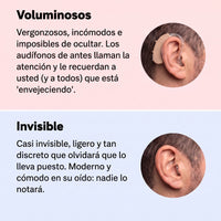 Audífonos voluminosos frente a CLARIA Mini, casi invisible
