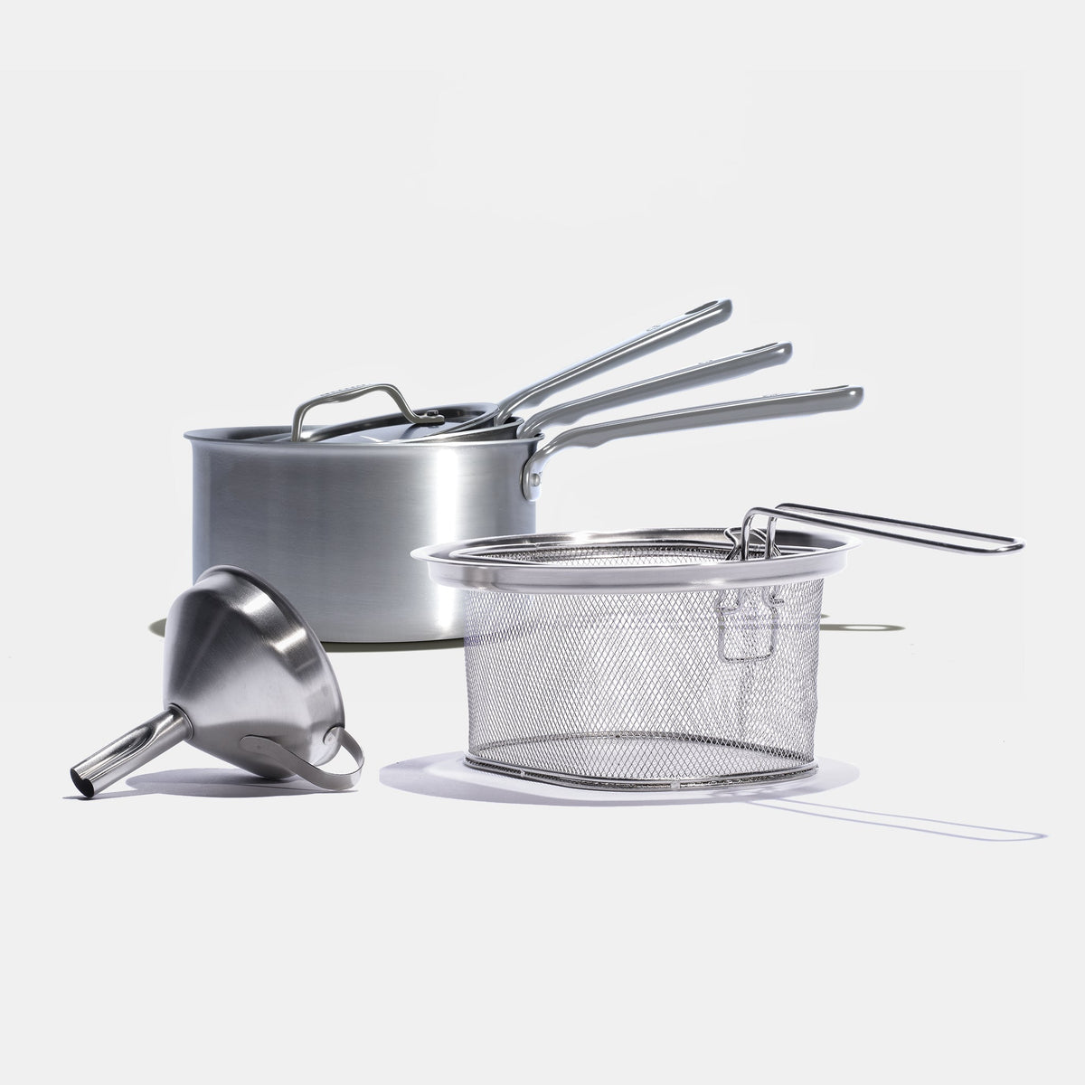 Trio de casseroles en inox et Kit Fryer